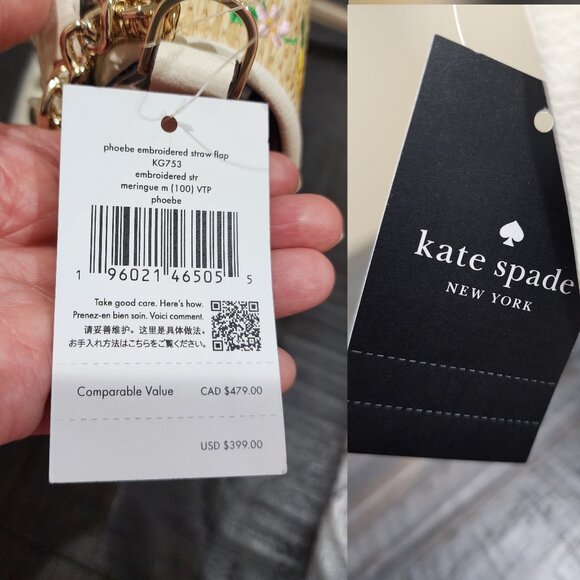 KATE SPADE PHOEBE EMBROIDERED STRAW FLAP CROSSBODY-BRAND NEW WITH TAGS - Picture 9 of 9